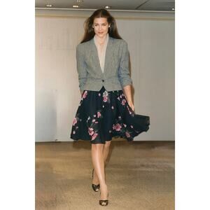 Vintage Ralph Lauren Floral Short Skirt A Line Flowy Runway 1980s Knee Length S